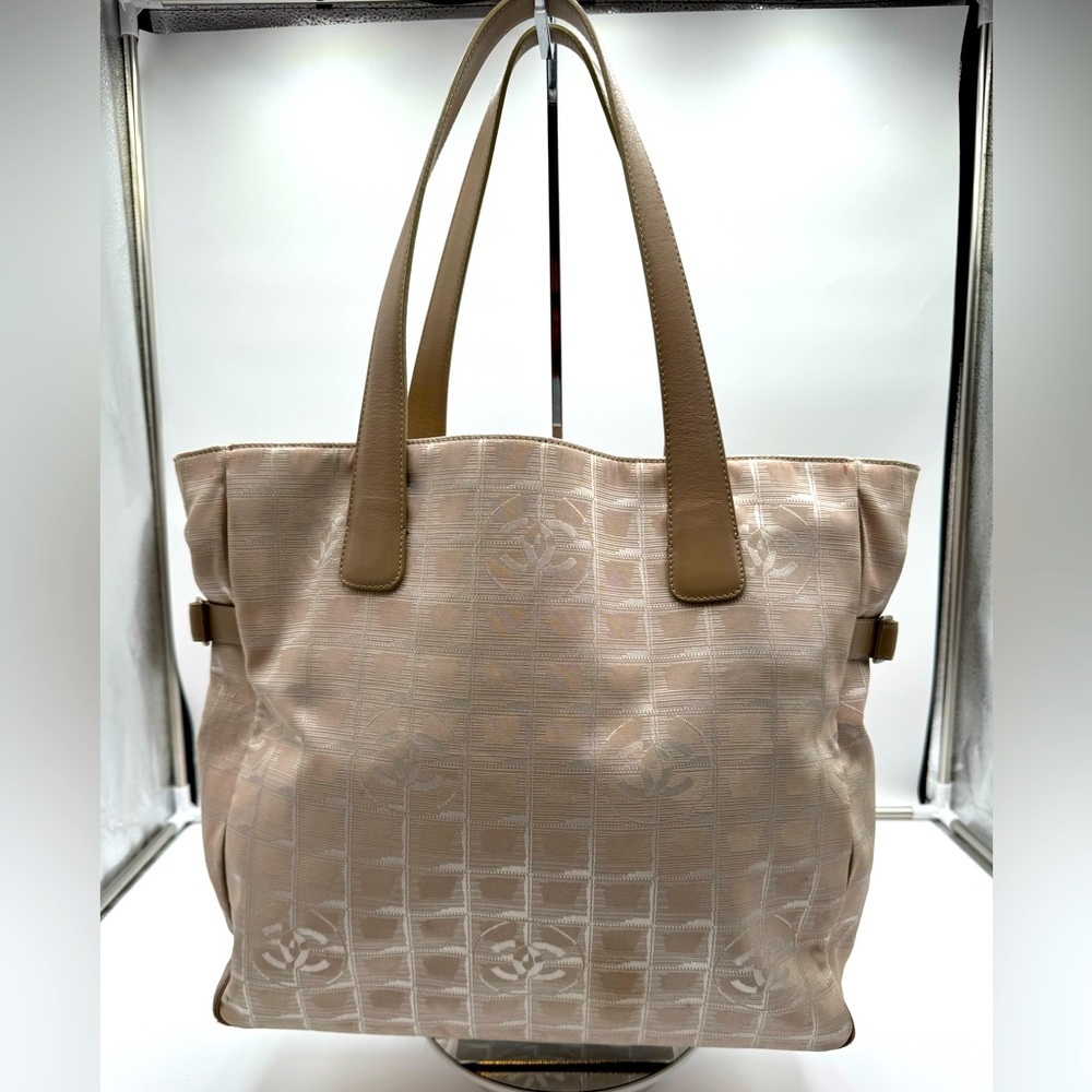 Chanel-Authentic- Travel Line Tote Bag Pink Blush